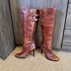 Made in Brazil brown leather high heel boots